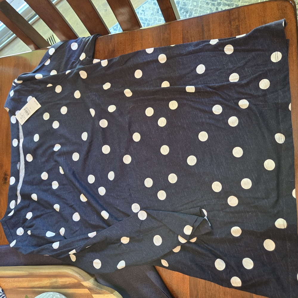 LOFT Navy Polka Dot Top